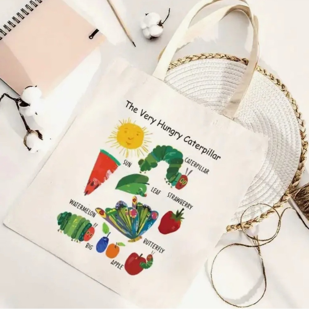 NEW The Very Hungry Caterpillar Canvas Tote Bag - Cream